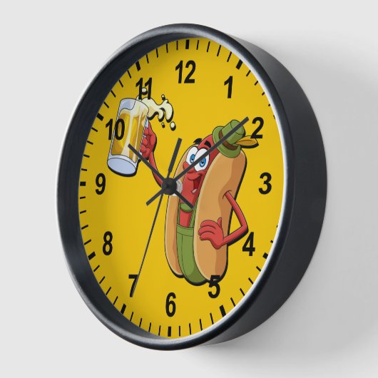 Horloge Funny Oktoberfest Saucisse allemande (Angle)