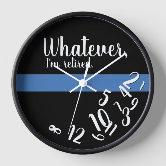 Horloge Funny Thin Blue Line Agent de police Retraite (Recto)