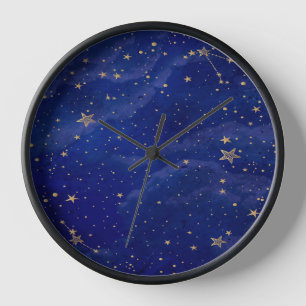 Horloge Galaxie Bleue étoile d'or