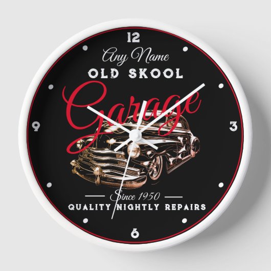Horloge Garage Old School N'Importe Quel Nom Voiture Black (Recto)