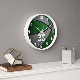Horloge garçons gris vert filles basket-ball personnalis