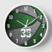 Horloge garçons gris vert filles basket-ball personnalisé (Recto)
