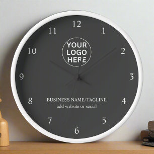 Horloge Gary Logo l Bureau d'affaires Brandé Grey