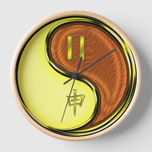 Horloge Gémeaux & Singe de Bois (Recto)