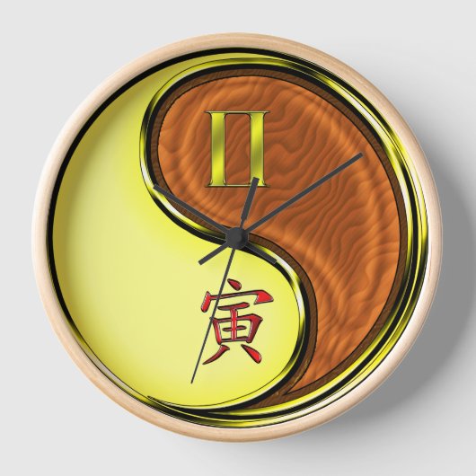 Horloge Gémeaux & Tigre de Bois (Recto)