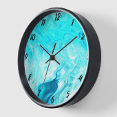 Horloge Géode Agate Motif Turquoise Bleu Artsy Abstrait Ca (Angle)