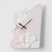 Horloge géométrique brillant or Rose (Angle)