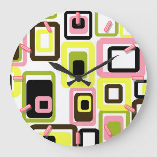 horloge géométrique de motif de la rétro moiti