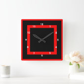 horloge géométrique gothique rouge et noire (Maison)