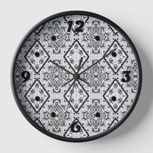 Horloge Géométrique, motif, noir et blanc (Recto)