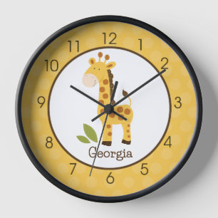 Horloge Giraffe Cute Kids Jungle Baby Nursery Wall
