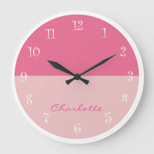 Horloge Girly rose de décor de mur