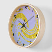 Horloge Glittery Gold Wave Motif rose violet Ombre mûre (Angle)