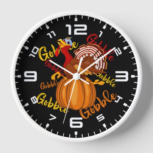 Horloge Gobble Gobble Gobble Citrouille (Recto)