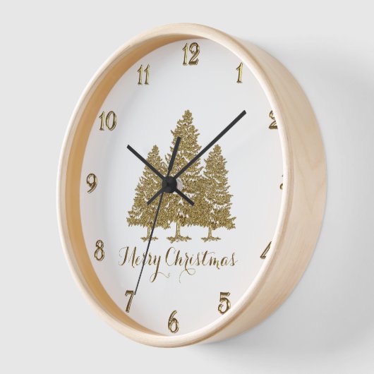 Horloge Gold Christmas Tree Round Wall Clock (Angle)