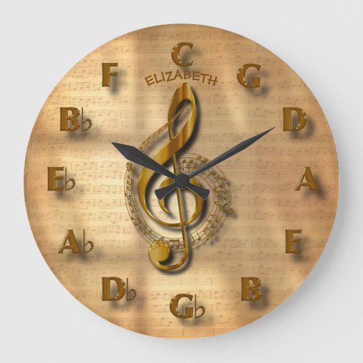 Horloge Gold Treble Clef Avec Cercle De Cinquantiè (Recto)