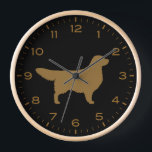 Horloge Golden Retriever Chien Silhouette<br><div class="desc">Une horloge murale amusante pour la maison ou le bureau. Fait un cadeau original pour les amateurs de Golden Retriever. Découvrez le Doodle World de Jenn pour encore plus d'horloges décoratives et de décors à thème pour chiens.</div>