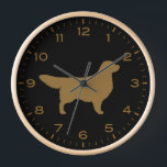 Horloge Golden Retriever Chien Silhouette<br><div class="desc">Une horloge murale amusante pour la maison ou le bureau. Fait un cadeau original pour les amateurs de Golden Retriever. Découvrez le Doodle World de Jenn pour encore plus d'horloges décoratives et de décors à thème pour chiens.</div>
