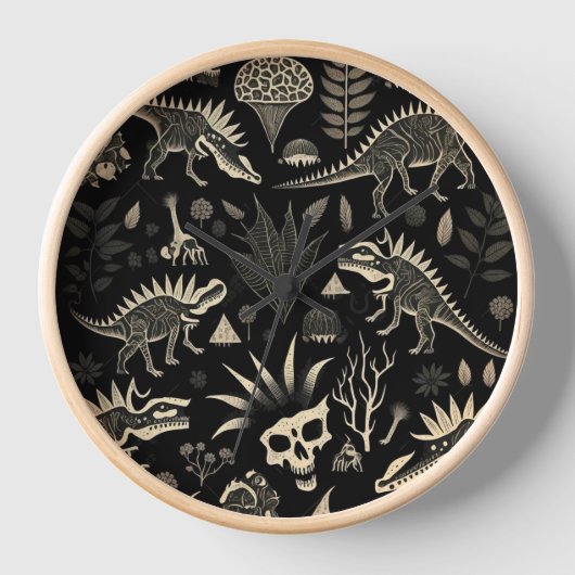Horloge Gothic Tribal Dinosaur Skeleton Wall Clock (Recto)