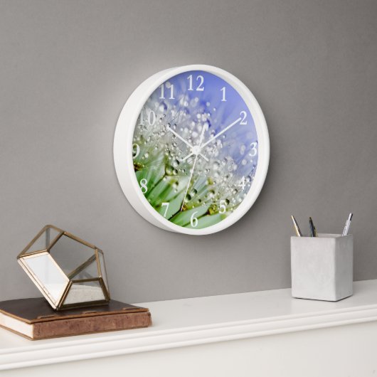 Horloge Graines de Dandelion avec Droplets de Dew (Bureau)