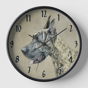 Horloge Grand Danois (Bringé) Peinture - Art de Chien Orig