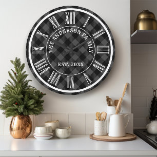 Horloge grand modèle à numéros romains et carreaux