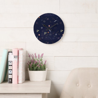 Horloge grande à motif étoilé bleu marine
