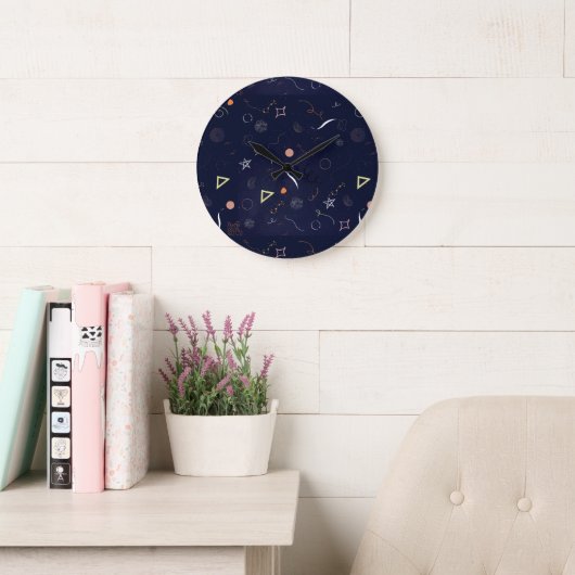 Horloge grande à motif étoilé bleu marine (Salle de lecture)