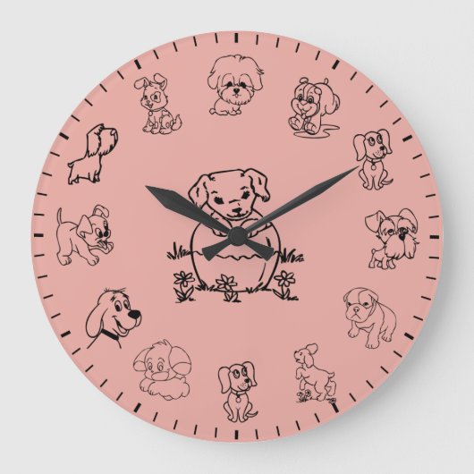 Horloge grande à thème de chiot mignon unique (Recto)