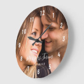 Horloge grande avec photo de couple personnalisée (Angle)
