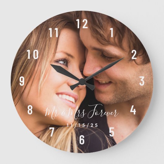 Horloge grande avec photo de couple personnalisée (Recto)