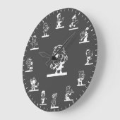 Horloge grande blanche à thème de personnes de des (Angle)