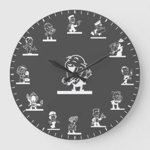 Horloge grande blanche à thème de personnes de des
