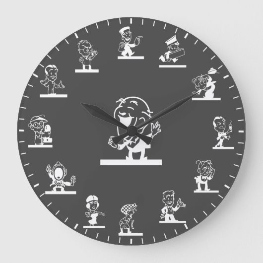 Horloge grande blanche à thème de personnes de des (Recto)