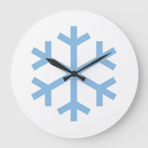 Horloge grande Noël flocon de neige bleu