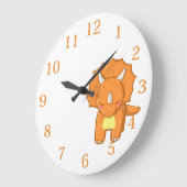 Horloge grande orange dinosaure pour enfants (Angle)