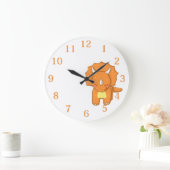 Horloge grande orange dinosaure pour enfants (Maison)