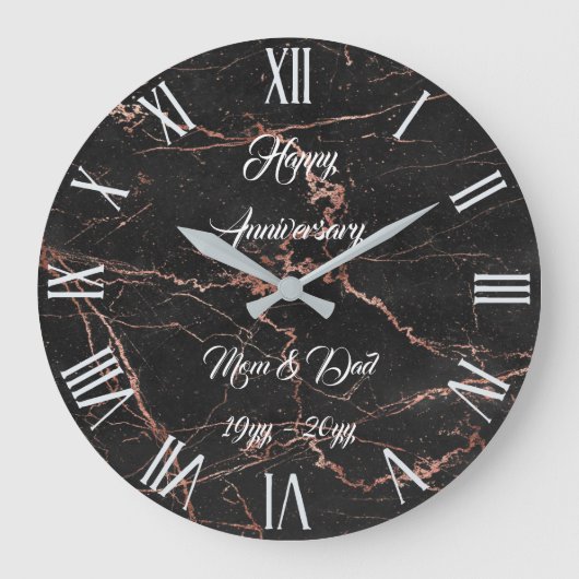 Horloge grande personnalisée en marbre rose noir d (Recto)