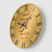 Horloge grande personnalisée Happy Gold 50e annive (Angle)