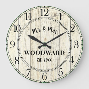 Horloge grande personnalisée pour mariage rustique