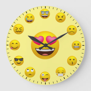 Horloge grande thème émoticône unique
