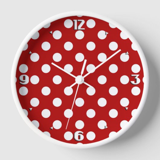 Horloge Grands points rétro - rouge et blanc (Recto)