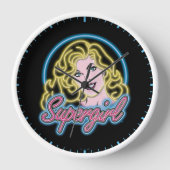 Horloge Graphique des lumières de Neon Retro Supergirl (Recto)