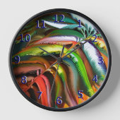 Horloge Gras Plumes Fern Frond Couleurs vives (Recto)