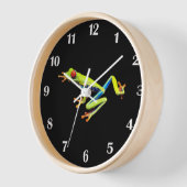 Horloge Grenouille à feuilles rouges (Angle)