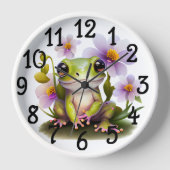 Horloge Grenouille mignonne en fleurs (Recto)