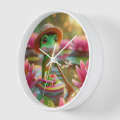 Horloge Grenouille sur un tonneau dans un étang (Angle)