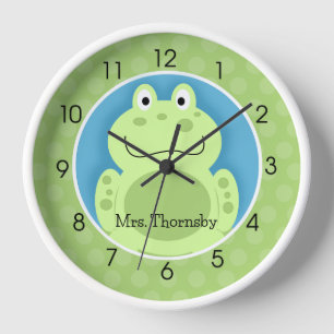 Horloge Grenouille Toad Green Cute Frogs Enseignant Baby W