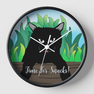 Horloge Gris vert chat noir