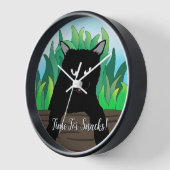 Horloge Gris vert chat noir (Angle)